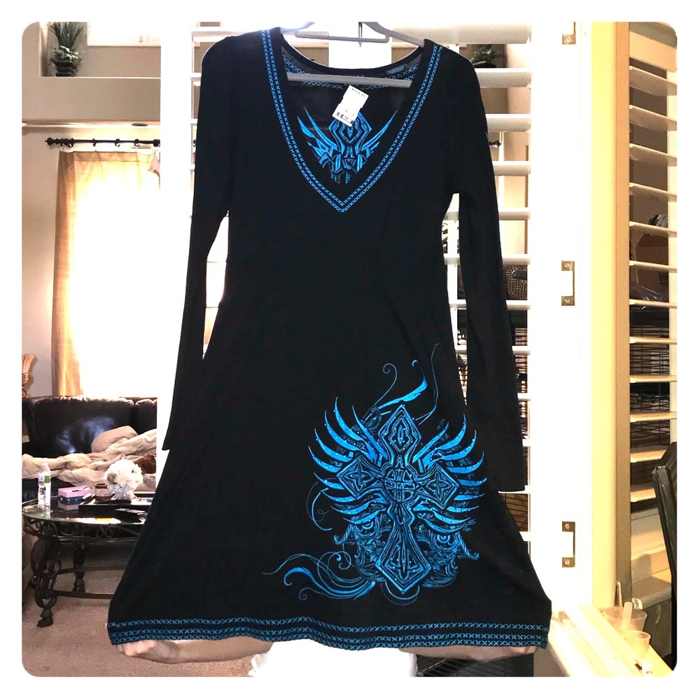 Rock and Roll Cowgirl black and turquoise dress